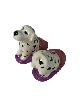Clay Art Mini Dalmatian Puppies in Slippers Salt & Pepper Shakers with Box 1994